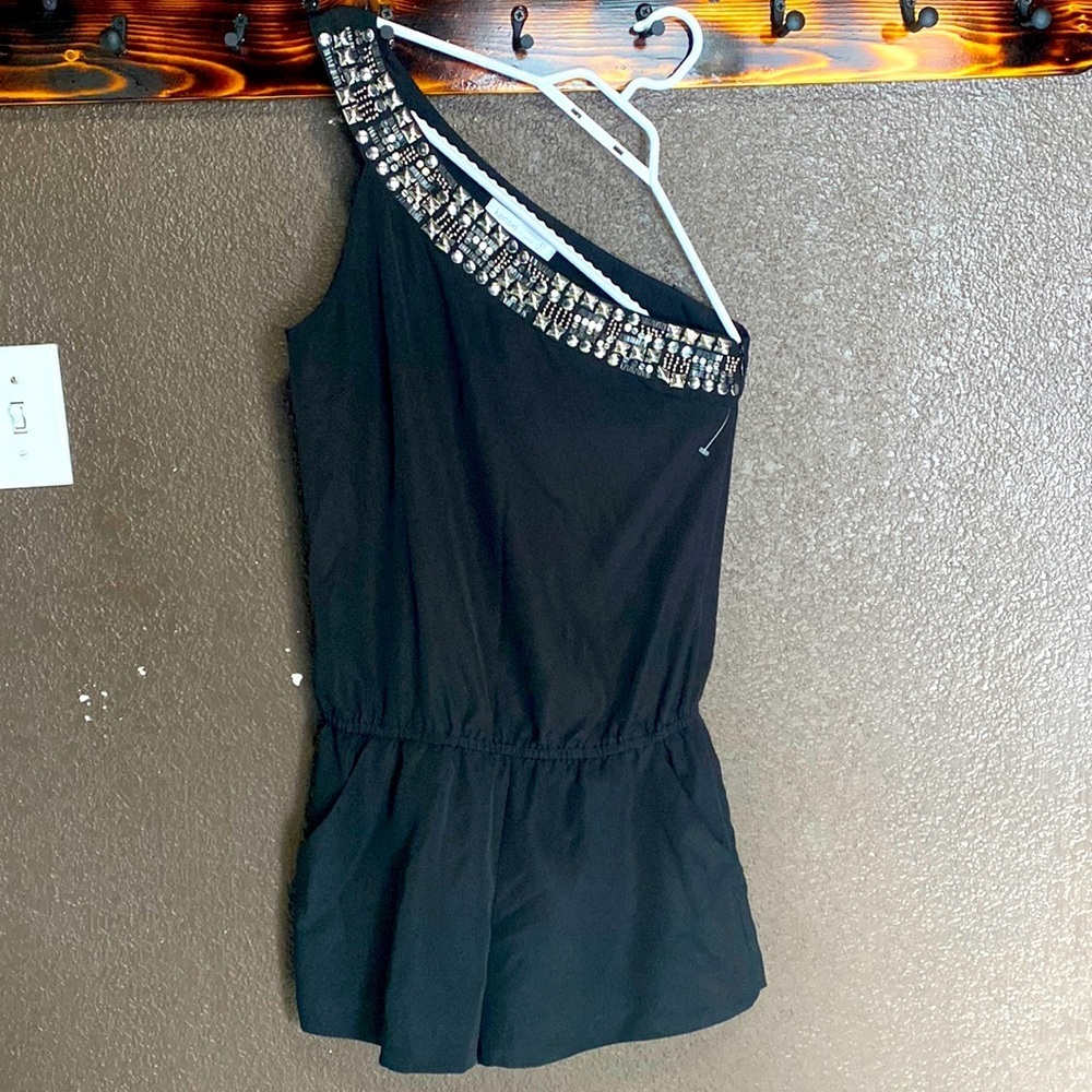 Kensie Dresses Bejeweled Side Strap Shorts Romper